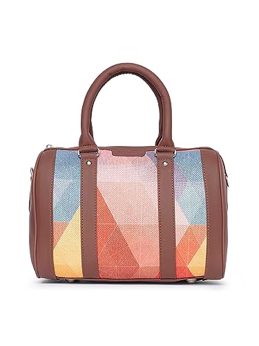 Image of ZOUK Printed Vegan Leather Handmade Women's Handbags with double handles and detachable Sling Strap