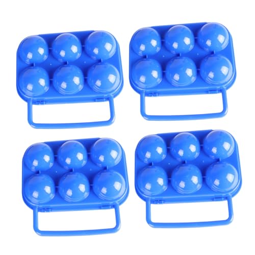 IWOWHERO Caja De Almacenamiento Para Huevos De Plástico Pp Azul Portátil 6 Compartimentos, Pack De 4 Unidades, Organizador Para Refrigerador y Contenedor De Alimentos Para Uso Doméstico y Viajes
