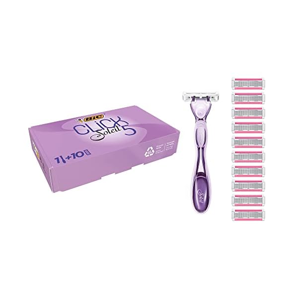BIC Click 5 Soleil, Rasierer Damen, Nassrasierer mit 10 Wechselklingen mit je 5 Klingen, mit Aloe Vera & Vitamin E, aus recyceltem Material