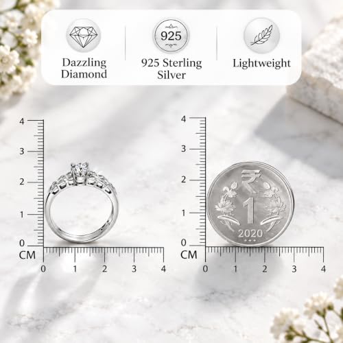 Image of KYAT 925 Sterling Silver Adjustable Ring for Women | Square Princess Cut Purple Amethyst Zircon Stone | Baguette CZ Side Stones | Valentine Gift, Birthday Gift for Girls | Free Size Ring