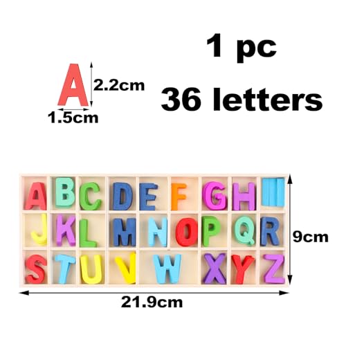 130 Stück (5 Sätze) Holzbuchstaben Set Lagerung in Tablett,Großbuchstaben A-Z 3 cm,Wooden Alphabet,Buchstaben zum Basteln für Kunsthandwerk DIY Hochzeitsfeier Home Decoration Displays-Bunt