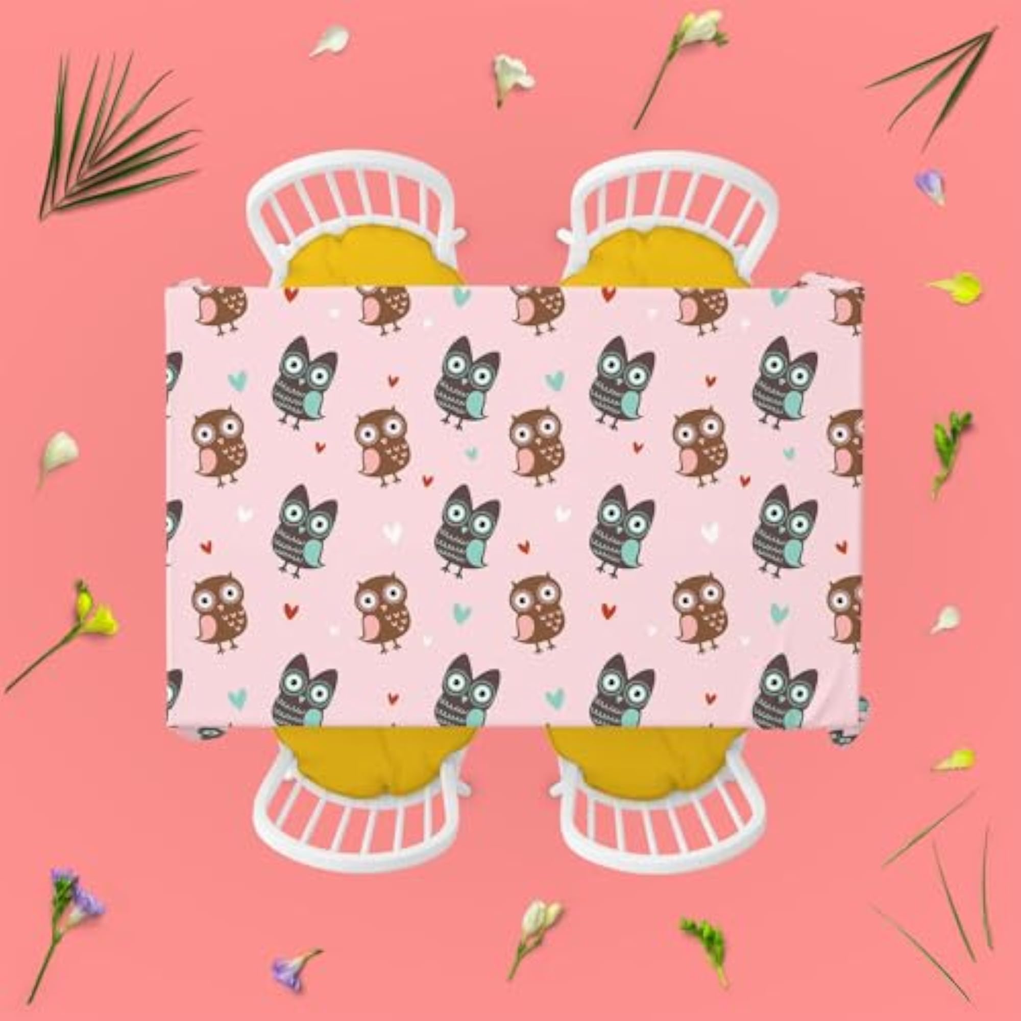 Owls & Hearts Table Cloth Cover for Dining & Center Table