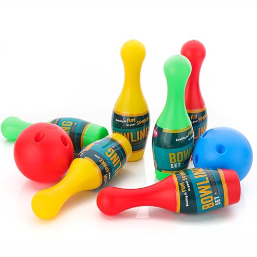 Image of Aditi Toys Multicolor Bowling Set for Kids Above 3 Years, 6 Pins & 2 Balls, Non-Toxic, BIS Approved, PVC Bowling Pack