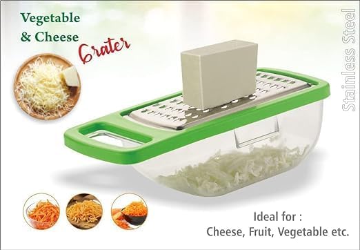 Miniatura 5 de AJE - Rallador compacto para verduras y queso con contenedor, rallador de queso de plástico con caja de almacenamiento para queso, verduras, frutas,