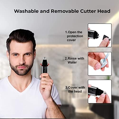 Nose Hair Trimmer - Eyebrow, Sideburn, Ear, Nose Hair Remover for Men, Women in Black