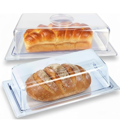 Porta-Pão Premium em Acrílico Transparente com Bandeja | Conserva Frescor | Design Moderno Multiuso para Pães, Bolos e Tortas. Material PS Cristal