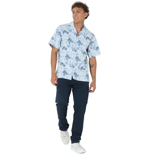 Image of Spykar Men's Relaxed Fit N /A Half Sleeve Printed Casual Shirts