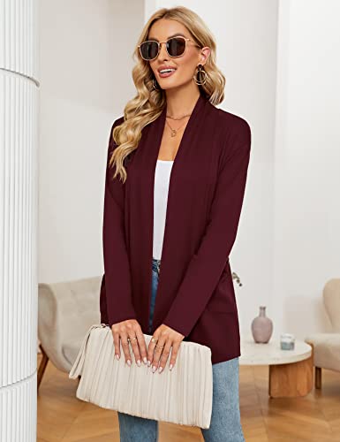 Image of Micoson Women's Long Sleeve Open Front Cardigan Casual Loose Lightweight Cardigans with Pockets