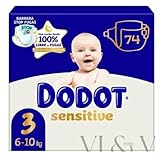 Dodot Sensitive Talla 3 (6-10 kg) Caja 74 Pañales — Protección suave para piel delicada del bebé