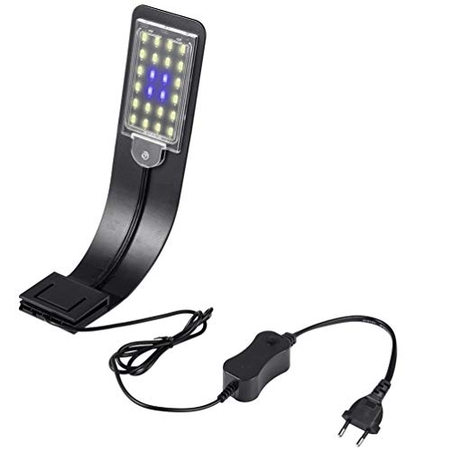 LEDGLE Luz LED Acuario, Lámpara de Acuario, Poderosa Iluminación LED de Clip para Acuarios Plantados Lámpara LED para Acuarios de 30-60 cm, 10W, Impermeable IPX7, Luz Blanca y Azul