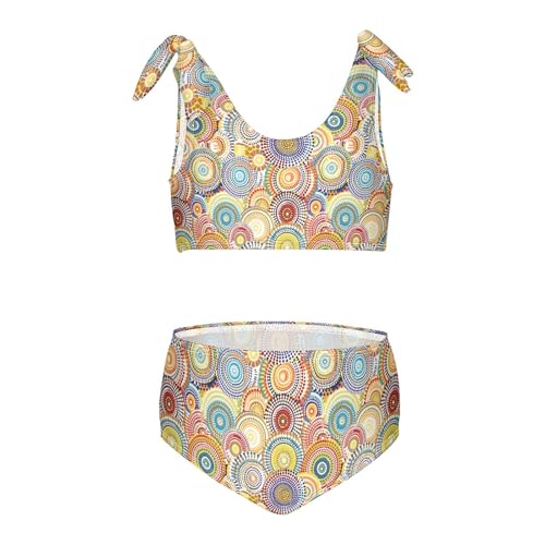 Colorful Circles Girls Two Piece Tankini Swimsuits Summer Bathing Suit Beach Swimwear Set, 3T