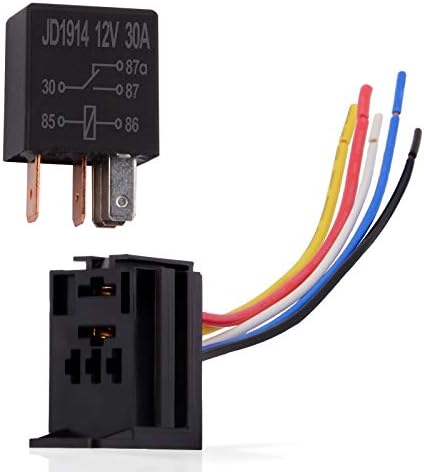 Ehdis 2 Pack Car Relay 12V 30 APM 5 Pin, Changeover Relay with Socket Holder, Wires Cable Relay Socket Harness Connector SPDT Heavy Duty Standard Relay Kits