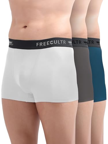 Image of Freecultr Men's Underwear Micromodal Airsoft Trunk - Ultra Soft, Sweat Proof, Non-Itch, No Chafing, Anti Bacterial Fabric (Pack of 3) | Mens Underwear Combo Pack of 3