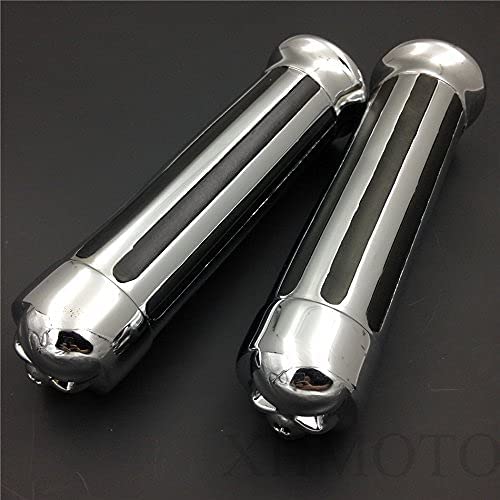 HTTMT MT080-25-CD Chrome Skull Zombie Style Hand Grips 1 inch 25mm Handlebar Compatible with Harley XL 883 Hugger Sportster Cruiser by HTTMT - Image 8