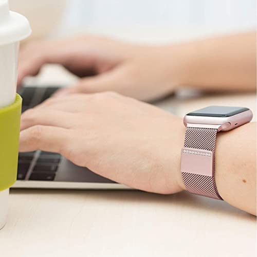 Magnetic Metal Band Compatible With Apple Watch Bands 38/40/41/42/44/45Mm,Stainless Steel Men Women Diamond Charms Closure Mesh Milanese Loop Strap Compatible For Iwatch Series Se/7/6/5/4/3/2/1 #TOP5