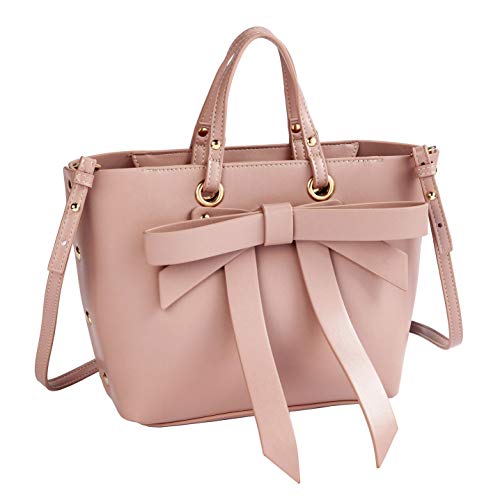 Sydney Love Vegan Leather Bow Satchel Crossbody, Blush Pink
