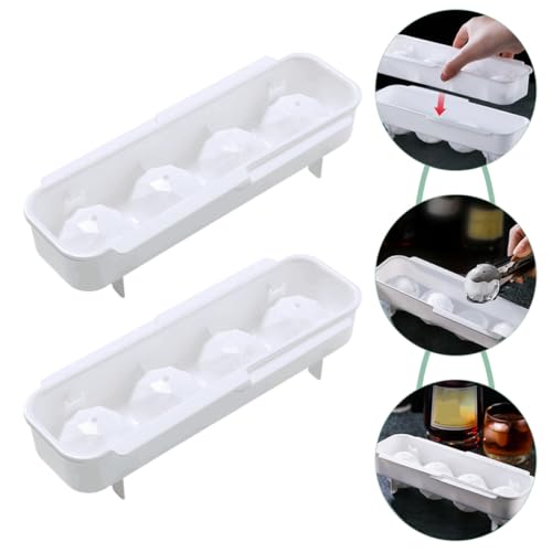 Molde para bolas de hielo Hemobllo plástico blanco 2 piezas miniatura 4