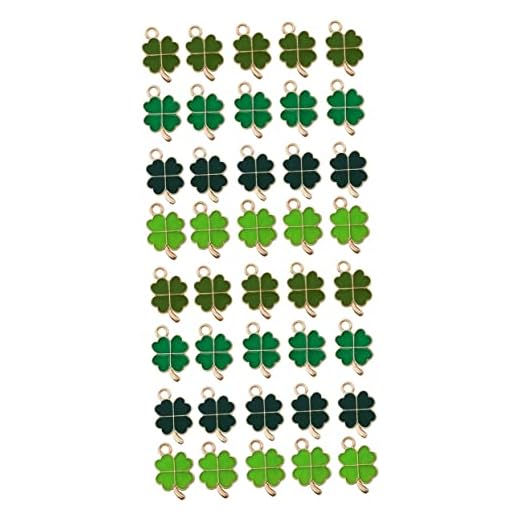 COHEALI 96 Peças Pingente De Flor De Quatro Folhas Encantos Brinco Irlandês Encantos Do Pingente Do Dia De São Patrício Colar Trevos Pingentes Gota De Óleo Multifuncional Dente De Alho