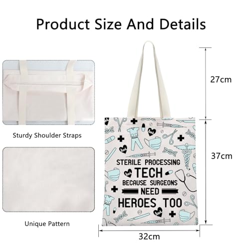 POFULL Sterile Processing Tech Gift Sterile Processing Tech Because Surgeons Need Heroes Too Cosmetic Bag Surgical Tech Gift3