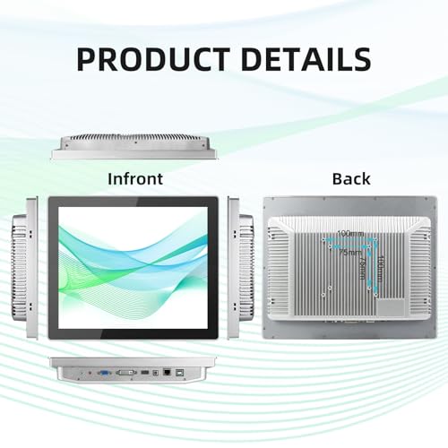 Image of 10.4 inch Aluminum Flat Embedded Industrial Touch Screen Monitor,HDMI /VGA /DVI Interface, Capacitive Touch Screen Monitor 10 Points Touch, IP65 Waterproof 800 x 600 @ 60Hz