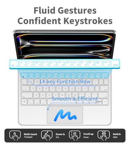 Image of Magic Keyboard for iPad Pro 11-inch (M5 2025 /M4 2024), Uninterrupted View, Snap Tight, iPad Pro 11-inch M5 /M4 Keyboard Case, Effortless Command with Comfort Angle, White