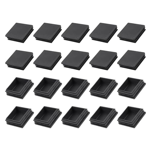 METALLIXITY Square Tube End Cap(50 x 50mm) 20Pcs, Plastic Plugs Insert End Caps Pipe Cap Cover - for Furniture Table Chair Legs, Black