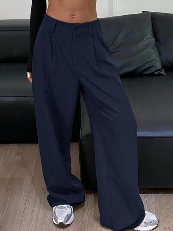 Image of OOMPH! Women's High-Waisted Pant | Wide Leg Trousers | Korean Style Stretchable Trouser