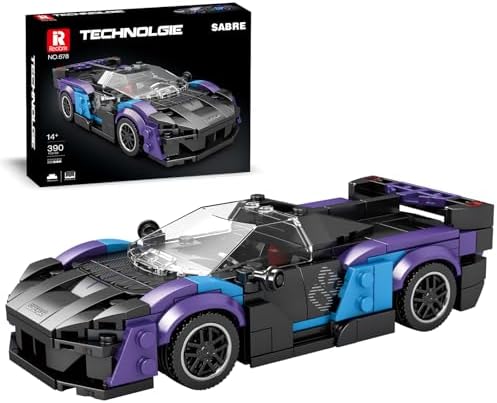 Reobrix 678 McLaren Saber Building Blocks Set, 1:24 Scale Model Car Kit for Display and Collectible, Race Car Building Toy for Teens and Adults, Compatible with Lego, 390 PCS