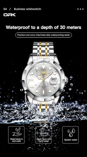 Image of OPK Watches for Men Diamond Roman Analog Mens Watches Waterproof Large Stainless Steel Men Wrist Watch Business Father Gift Watch