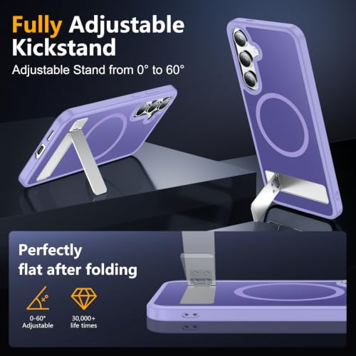 Image of SPIDERCASE Magnetic for Samsung Galaxy S24 Plus Case, [3 Stand Ways][ Military Grade Drop Protection] with Invisible Stand Shockproof Slim Case for Samsung Galaxy S24 Plus, Light Purple