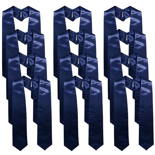 Image of GraduationMall 12 Pieces 72 Inch Plain Graduation Stole Bulk Sublimation Blank Honor Graduation Sash Unisex Adult