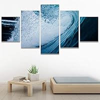 SIGNWIN 5 Panel Canvas Wall Art Aerial Beach Beach Coastal Cool Minimalism Multicolor Photography Relax/Calm for Home Decorations Ready to Hang - 60