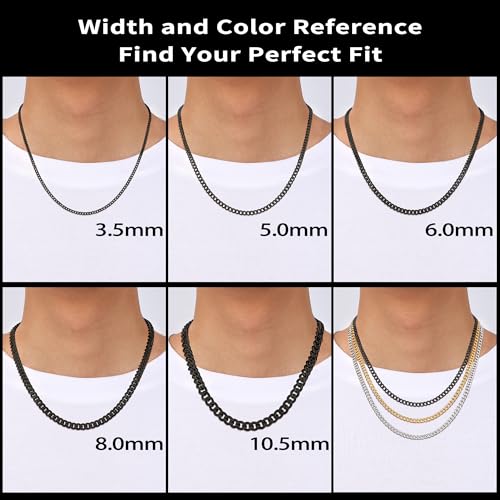 Fiusem 8mm Black Cuban Link Chains for Men Women, 24 Inches by Fiusem - Used condition - Image 5