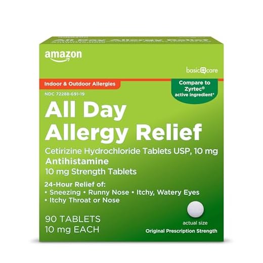 Amazon Basic Care All Day Allergy, Cetirizine Hydrochloride Tablets, 10 mg, Antihistamine, 90 Count
