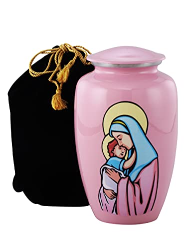 Urne für Mutter Maria für menschliche Asche, Urne für Beerdigung, Beerdigung, Kolumbarium oder Zuhause, Urne für menschliche Asche für Erwachsene, 50 Kubik, mit Samtbeutel Cover