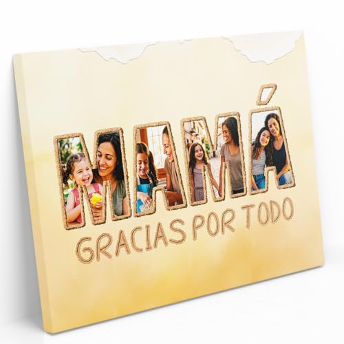 AR Regalos Lienzo Personalizado para Madre | Mama | Foto y Texto | Regalo Día de la Madre (30x21 cm)