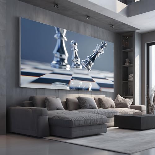 Peinture sur toile XXL pour salon et bureau minimaliste déco roi d'échecs moderne