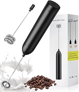 Milk Frother / Matcha Whisk, Aluminum Alloy | Basecent Battery Operated | Milk Frother Handheld for Matcha Lattes, Green Tea, Coffee Cappuccino Other Drinks - Kitchen Utensils & Gadgets - Black