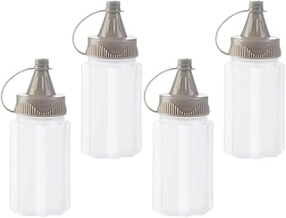 4 Pcs White Plastic Squeeze Bottles for Condiments, Ketchup Honey Bottle,Salad Dressing Container for Lunch, for BBQ, Mini Sauce Jam Squeeze Bottle, Camping Condiment Squeeze Bottles