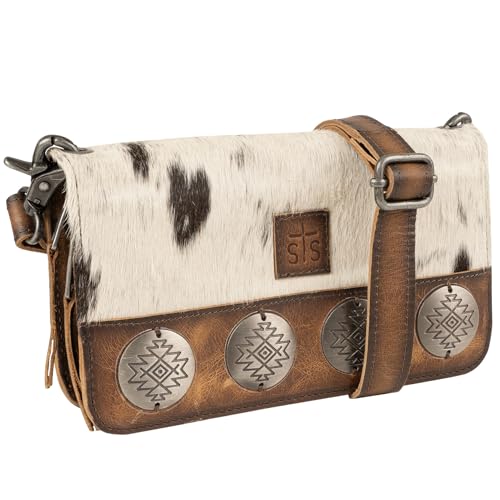 STS Ranchwear Vaquero Evie Organizer STS-34153 Western Zippered Leather Crossbody Wallet w/ 24 Card Slots, Cowhide/Tan