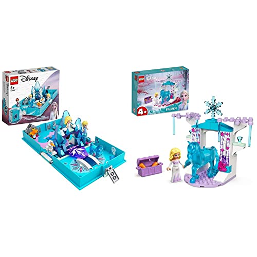 LEGO 43189 Disney Frozen 2 Elsa and the Nokk Storybook, Adventures Portable Playset, Travel Toys, Gifts for 5 Plus Year Old Kids & 43209 Disney Princess Elsa and the Nokk’s Ice Stable Set