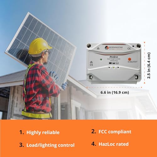 Image of Morningstar ProStar 15A PWM Solar Charge Controller, Panel Regulator | Off-grid regulator, LVD, lighting control, MODBUS, HazLoc rated, self-diagnostics, LA and lithium battery support