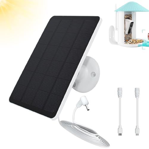 Bird Feeder Camera Solar Panel Replacement Compatible with NETVUE Bird Buddy HARYMOR Fazoxo SOLIOM VIMKIM Bird Feeder with Battery Camera 4W 5V Solar Panel 9.8ft Charging Cable DC 3.5 Connector