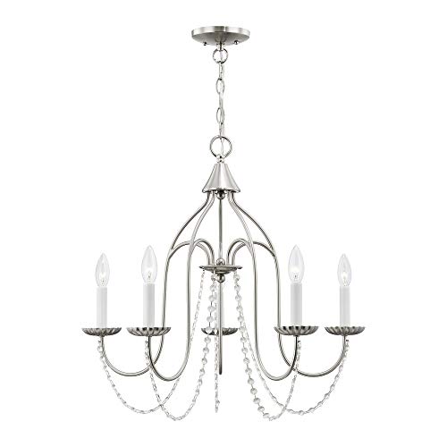 Super Deal Product Livex Lighting 40795-91 Transitional Five Light Chandelier from Alessia Collection in Pwt, Nckl, B/S, Slvr. Finish, Brushed Nickel