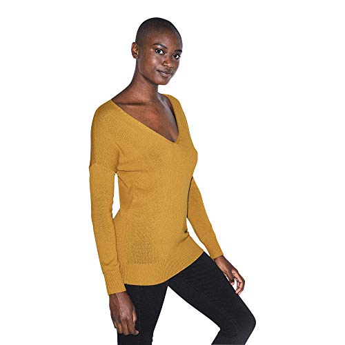 American Apparel Women's Basic Knit Long Sleeve V Sweater, Honey, Medium #TOP3