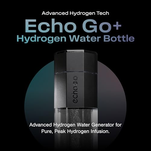 Image of Echo Water Go+ Hydrogen Water Bottle - Hydrogen Infusion Technology - Rechargeable Water Bottle - Spe & Pem Purification - Active Hydration Support For Skin Health & Immune Function - 10 Oz