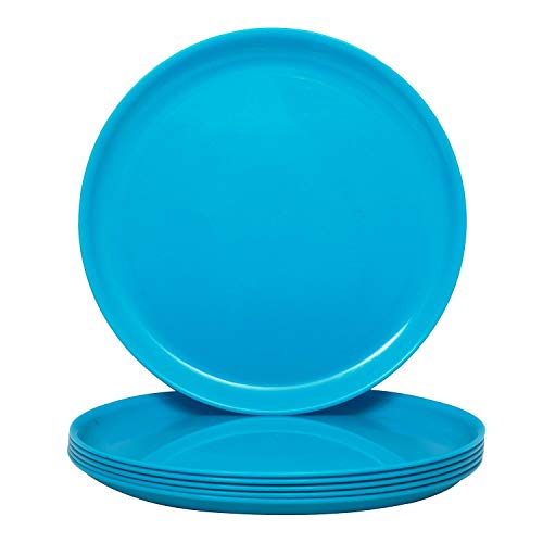 Image of Kuber Industries 4 Pieces Unbreakable Round Plastic Microwave Safe Dinner Plates (Green) - CTKTC034607