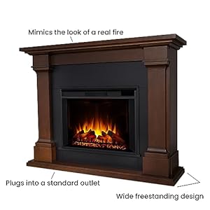 Real Flame Callaway 63" Grand Electric Fireplace with Mantel in Chestnut Oak, Free-Standing Oversized Indoor Electric Fireplace with Mantel, Adjustable Thermostat, Automatic Safety Shut-Off. Real Flame Callaway 63 Grand Electric Fireplace with Mantel in Chestnut Oak Free Standing Oversized Indoor Electric Fireplace with Mantel Adjustable Thermostat Automatic Safety Shut Off