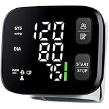 FOTOSY Blood Pressure Monitor LED Backlit Display Automatic Wrist Cuff Blood Pressure Monitors for Home Use 120x2 Reading Memory with Carrying Case, Black