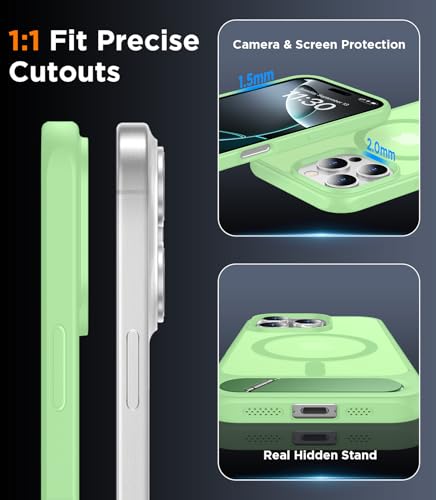 Image of Magnetic Compatible with iPhone 16 Pro Max Case, [Built-in Invisible Kickstand][Compatible with MagSafe][Military Grade Shockproof] Slim Translucent Matte Phone Case for iPhone 16 Pro Max 6.9 inch